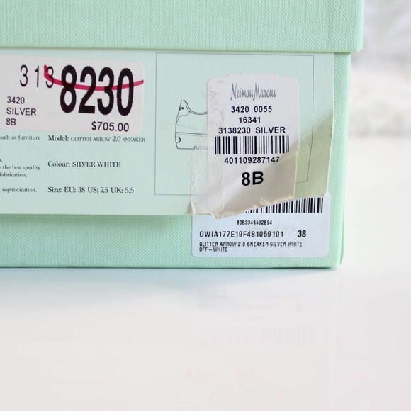 Off-White Glitter Arrow 2.0 Sneaker in Silver & White - Picture 15 of 15